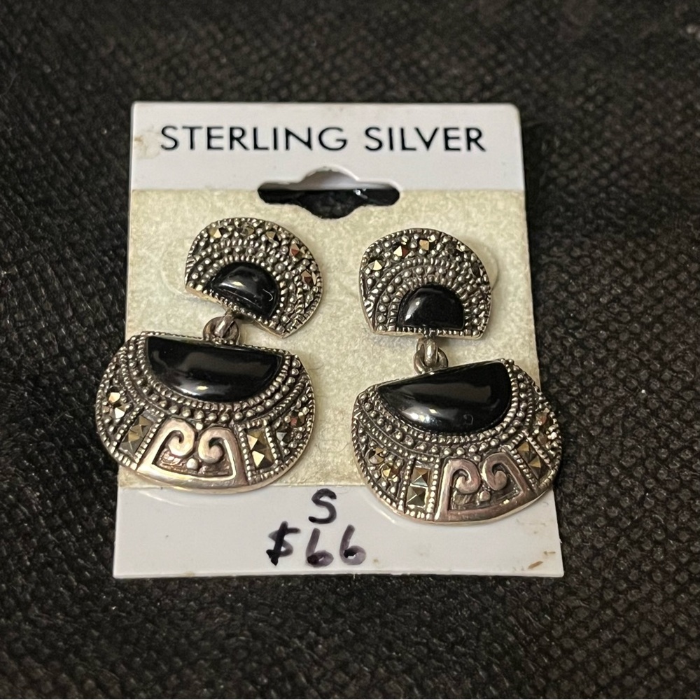Sterling Silver Black Earrings
